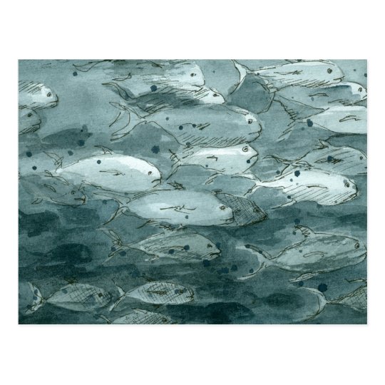 Fish Postcard Grey Watercolor Value Scale Art