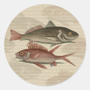 Fish Red Perch Fisherman Art Classic Round Sticker
