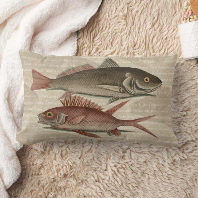 Fish Red Perch Fisherman Art Lumbar Cushion (Blanket)