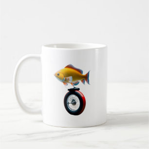 Fish riding electric unicycle coffee mug
