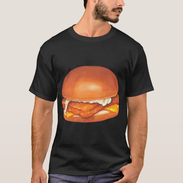 Fish Sandwich Pattern - Blue T-Shirt (Front)