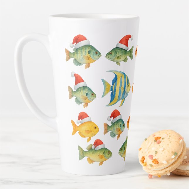 Fish Santa for Fishing Lovers on Christmas  Latte Mug (In Situ)