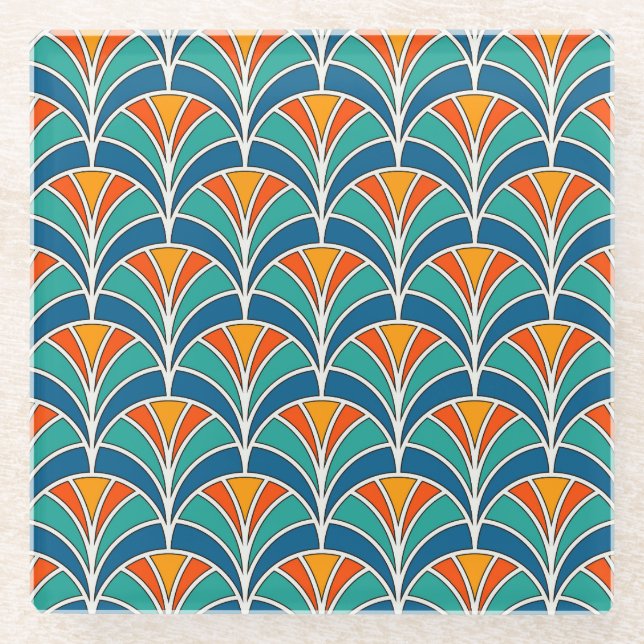 Fish Scale: Asian Traditional Glass Coaster (Front)