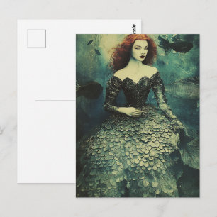 Fish Scale Dress Fashion Woman Postcard