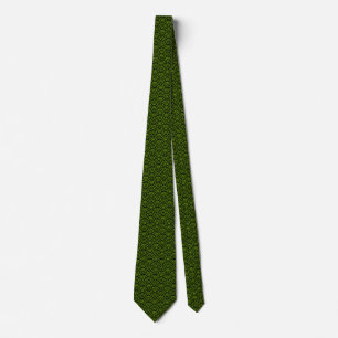 Fish Scale Pattern - Black on Green 669900 Tie