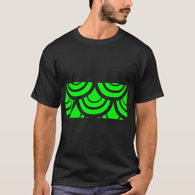 Fish Scales Pattern - Fluro Lime Green T-Shirt (Front)
