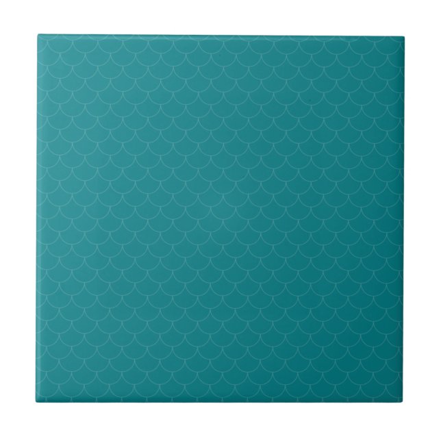 Fish scales teal colour blue green ceramic tile (Front)