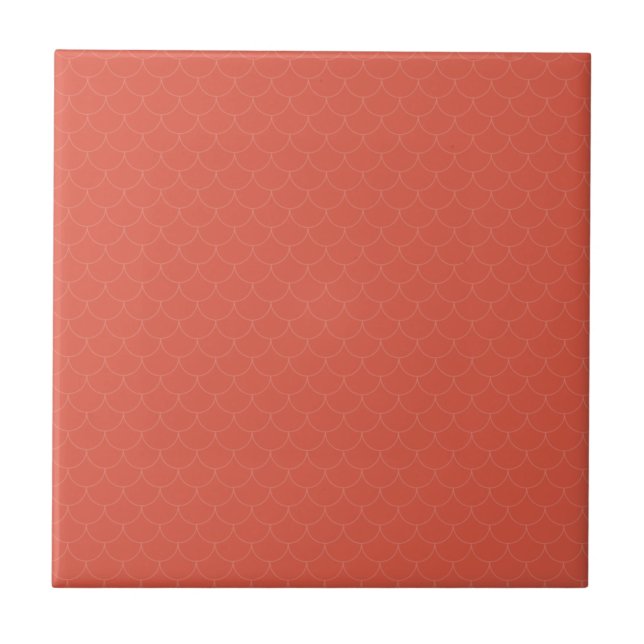 Fish scales vermilion red colour ceramic tile (Front)