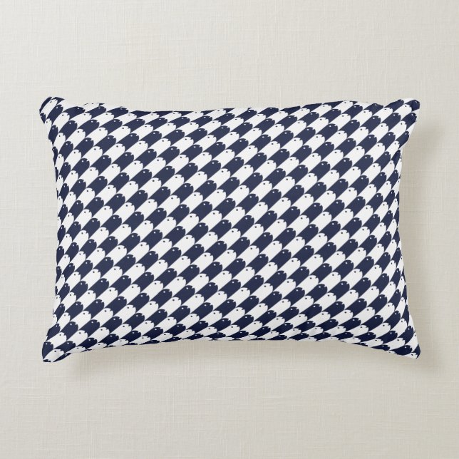 Fish School Houndstooth Navy White Accent Pillow (Front)