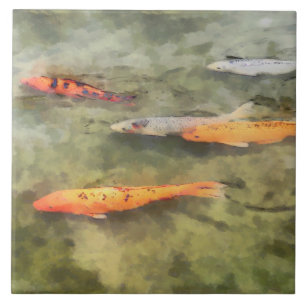 Fish - School Of Koi': Ceramic Tile
