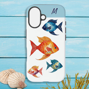 Fish Sea Life Ocean Monogrammed iPhone 16 Case