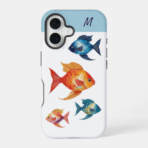 Fish Sea Life Ocean Monogrammed iPhone 16 Case