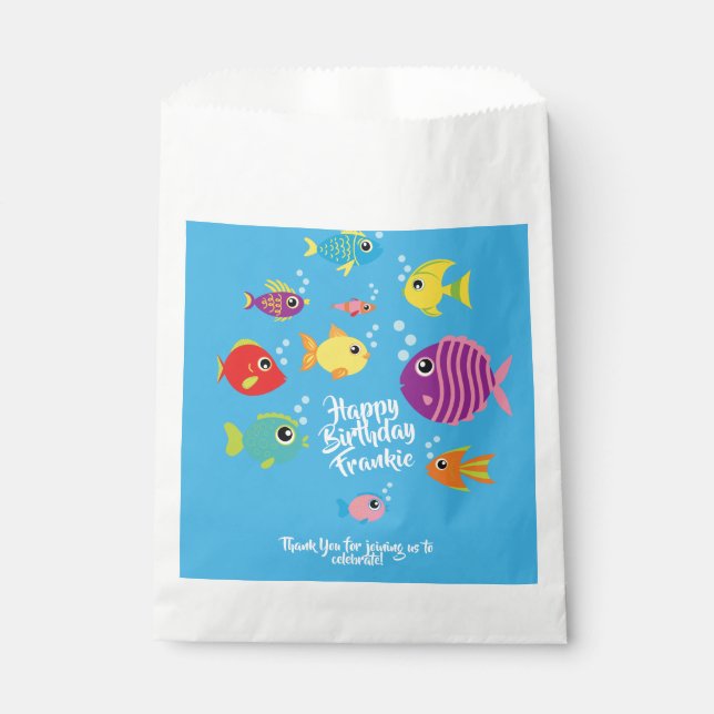 Fish Sea Ocean Kid's Birthday Aquarium Favour Bag (Front)