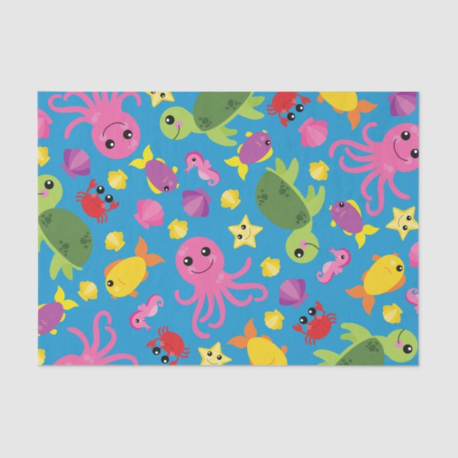 Fish Sea Ocean Kid's Birthday Aquarium Tissue Paper (Front)