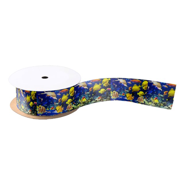 fish sea satin ribbon (Spool)