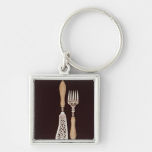 Fish-servers with carved ivory handles key ring