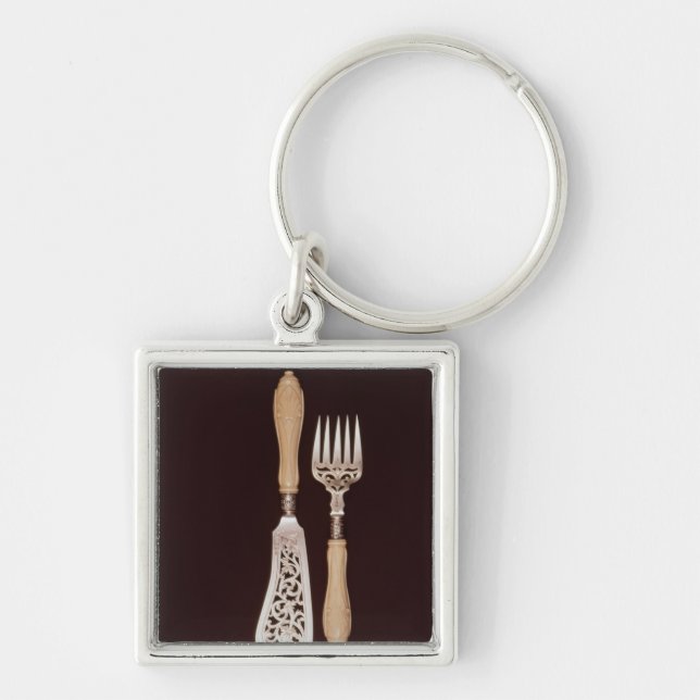 Fish-servers with carved ivory handles key ring (Front)