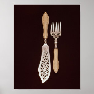 Fish-servers with carved ivory handles poster