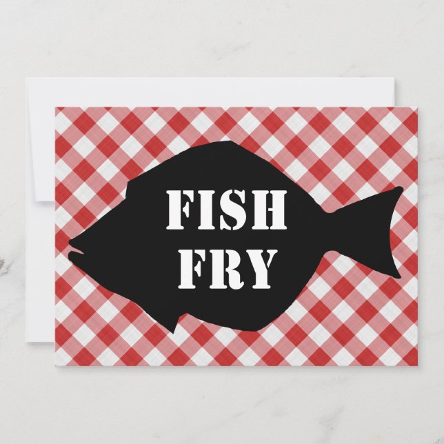 Fish Silo on Red & White Checked Cloth Fish Fry Invitation (Front)