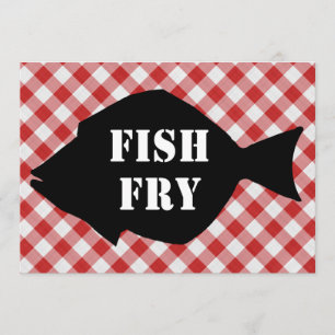 Fish Silo on Red & White Checked Cloth Fish Fry Invitation