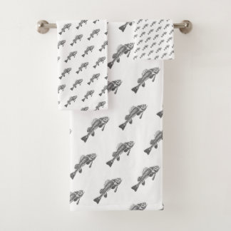 Fish skeleton bath towel set