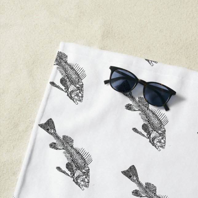 Fish skeleton beach towel (In Situ)