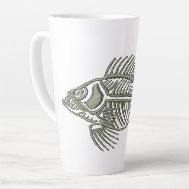 Fish Skeleton Fishing Design Latte Mug (Left Angle)