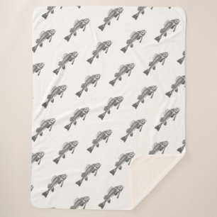 Fish skeleton sherpa blanket