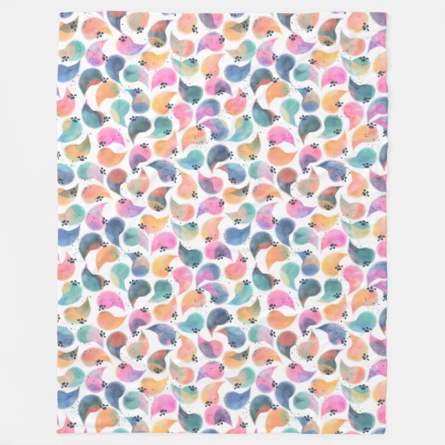 Fish Skin Watercolor Fleece Blanket (Front)