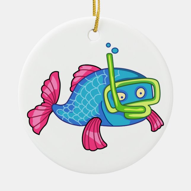 Fish Snorkelling Ceramic Ornament (Front)