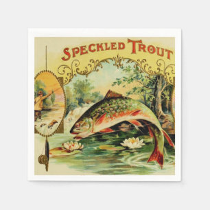 Fish Speckled Trout Fly Fishing Camping Lake River Napkin