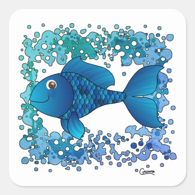 Fish Splash - Envelope Stickers (Front)