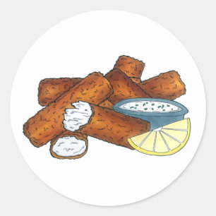Fish Sticks Fishsticks Fish Fingers Tartar Sauce Classic Round Sticker