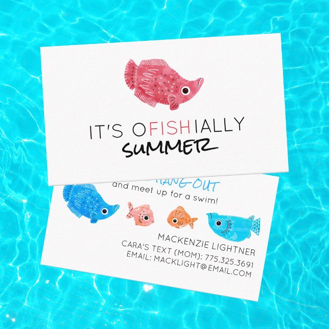 Fish Summer Swim Play Date Kids Calling Card (Creator Uploaded)