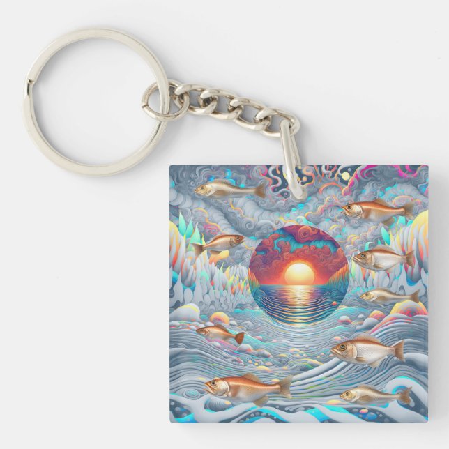 Fish Sunset Key Ring (Front)