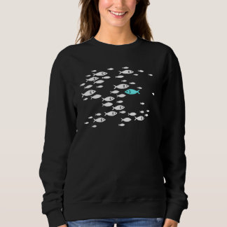Fish swim against the current in the sea sweatshirt