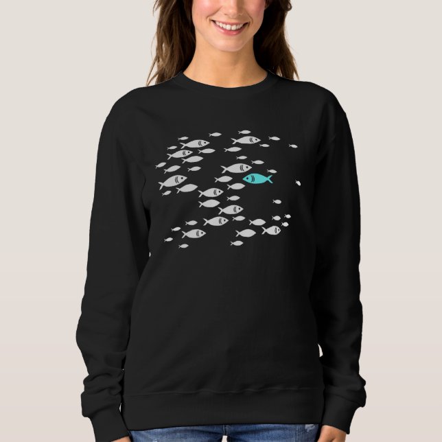 Fish swim against the current in the sea sweatshirt (Front)