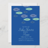Fish Swimming Aquarium Blue Baby Shower    Invitat