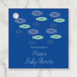Fish Swimming Aquarium Blue Baby Shower Thank You  Favour Tags