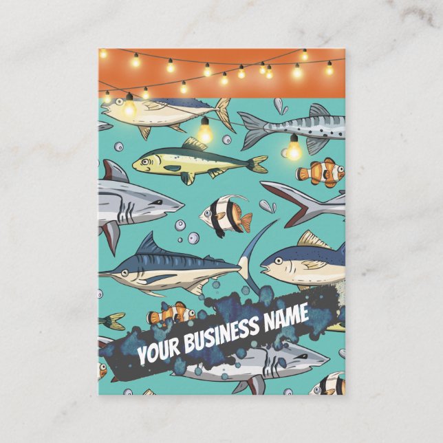 Fish Swimming Beach Mural Aquarium Business Card (Front)