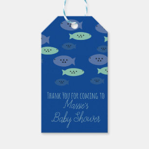 Fish Swimming Blue Baby Shower Gift Tags