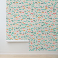 Fish Swimming Nautical Beach Sea Life Pattern