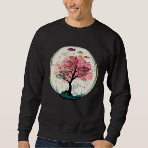 Fish swimming with Cherry blossom coral tree under Sweatshirt