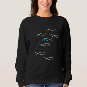 Fish Symbol God Church Christian Jesus Praying Sim Sweatshirt