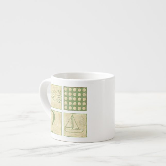 Fish Tale Woodblock Drawings by Chariklia Zarris Espresso Cup (Front Left)