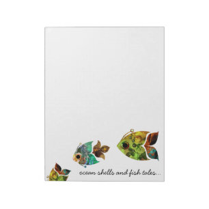 Fish Tales Collage Fish blue green Notepad