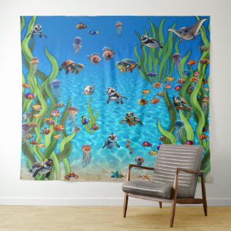 Fish Tank 1 Photo Backdrop Wall Tapestry