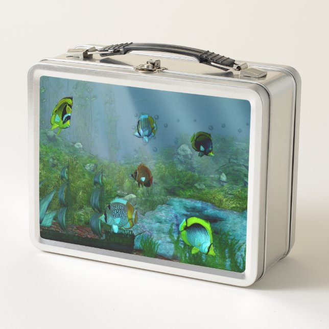 Fish Tank Aquarium Art Metal Lunch Box (Front)
