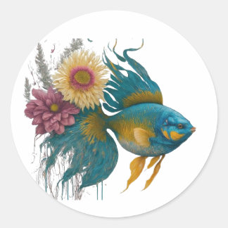 Fish The symbol of prosperty with  unique design Classic Round Sticker