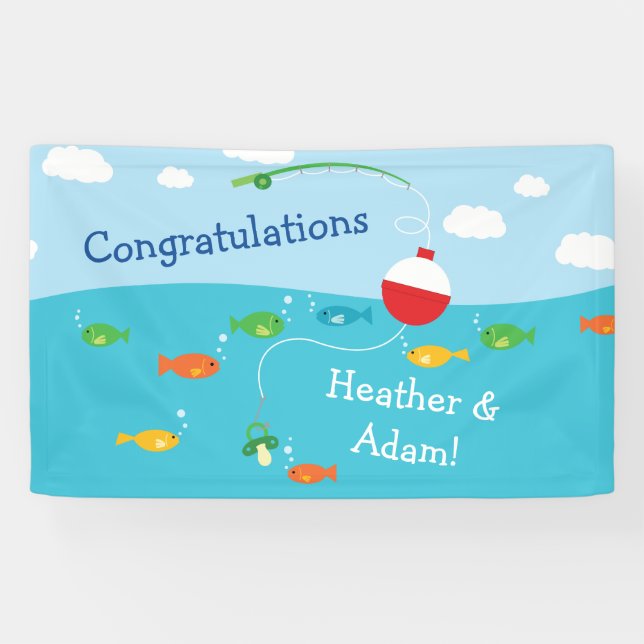 Fish Theme Fishing Baby Shower for Fishermen Banner (Horizontal)